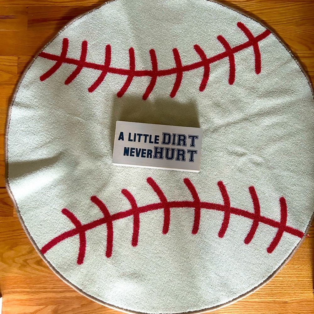 Boys Baseball Room Decor, Baseball Area Rug and Wooden sign.